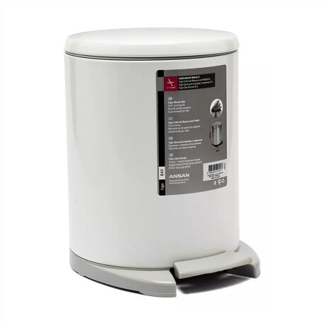 Papelera Cigo De Acero Inoxidable 6 Litros Con Pedal Hts Blanco