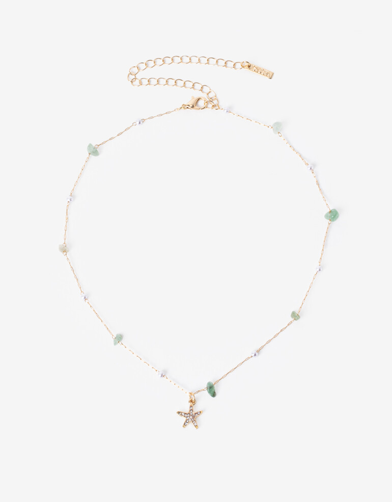 Collares Cortos Strass Collar Corto Dije Estrella De Mar - Dorado