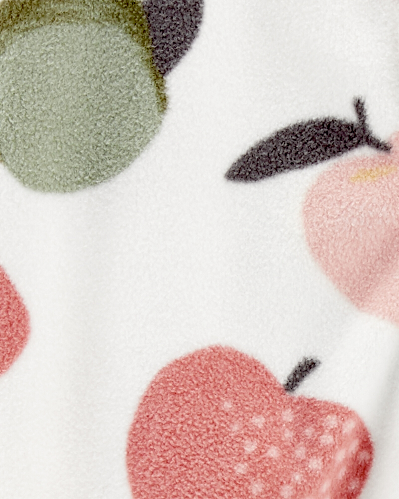 Pijama una pieza de micropolar con pie y diseño frutas. Talles 0-9M Sin color