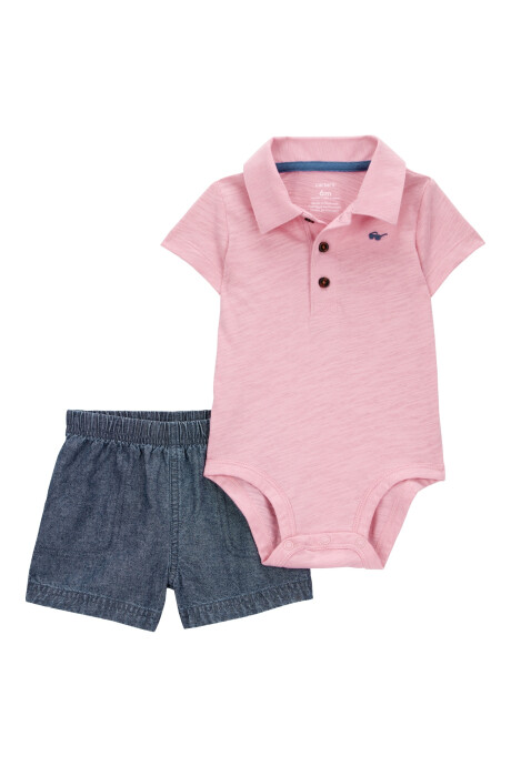 Set dos piezas de algodón, short y body polo Set dos piezas de algodón, short y body polo
