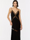 VESTIDO LARGO ENCAJE Negro