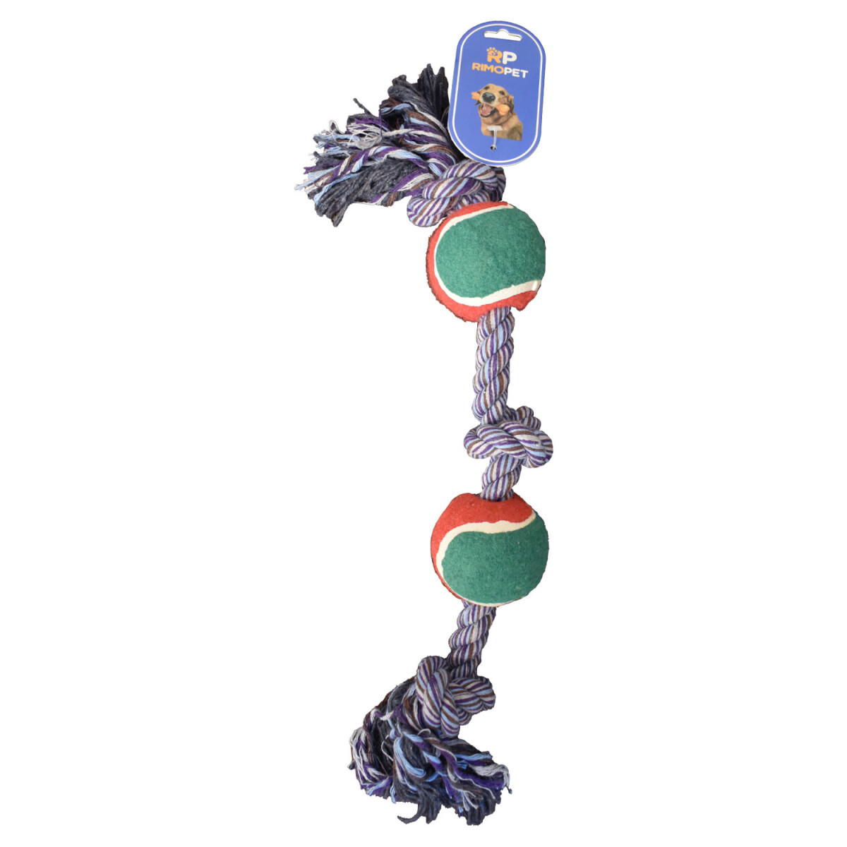 Juguete Cuerda Trenzada 2 Pelotas Tenis Nudos para Mascotas - Verde/rojo 