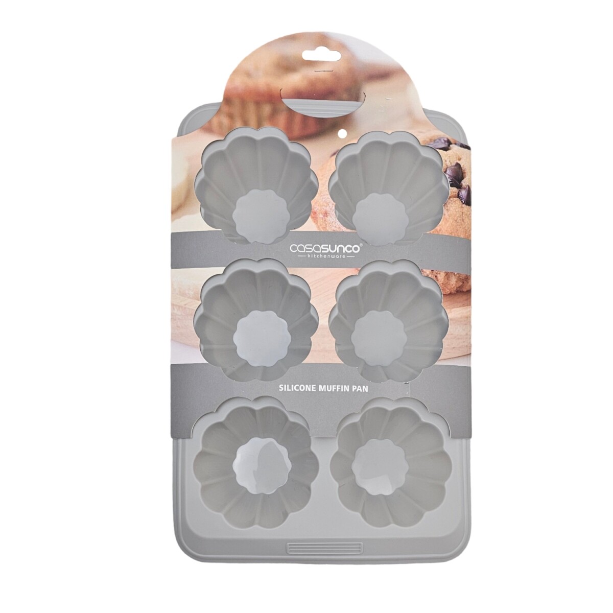 Molde de Silicona para 6 Muffins Cupcakes Antiadherente - Gris 