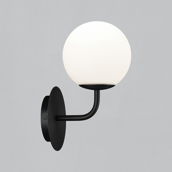 Lámpara de pared negro con globo opal E27 Ø150mm BA0150