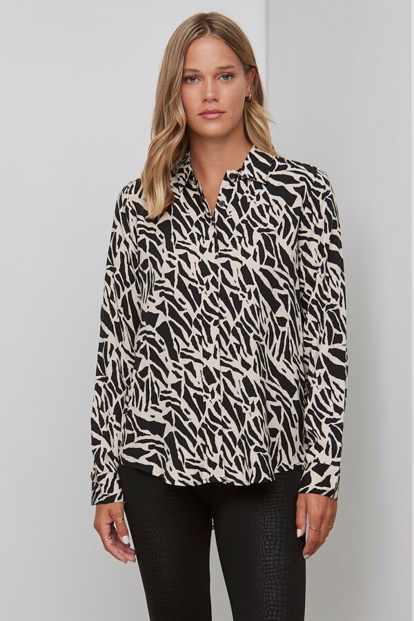 Camisa Animal Print NEGRO/BEIGE