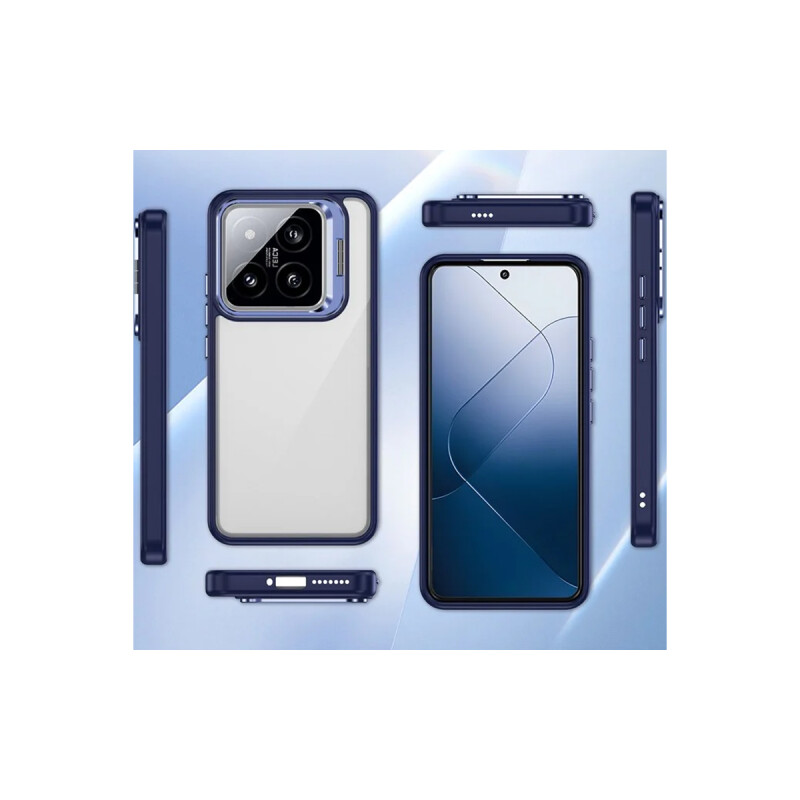 Protector para Xiaomi 14 Pro con soporte y borde color azul Protector Para Xiaomi 14 Pro Con Soporte Y Borde Color Azul