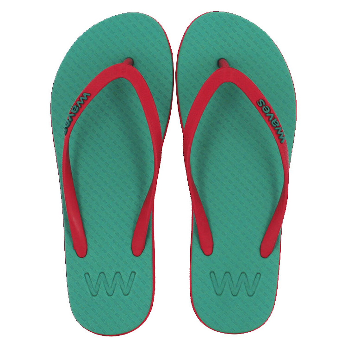 Sandalias De Mujer Flip Flops WAVES - Verde Agua y Bordo 