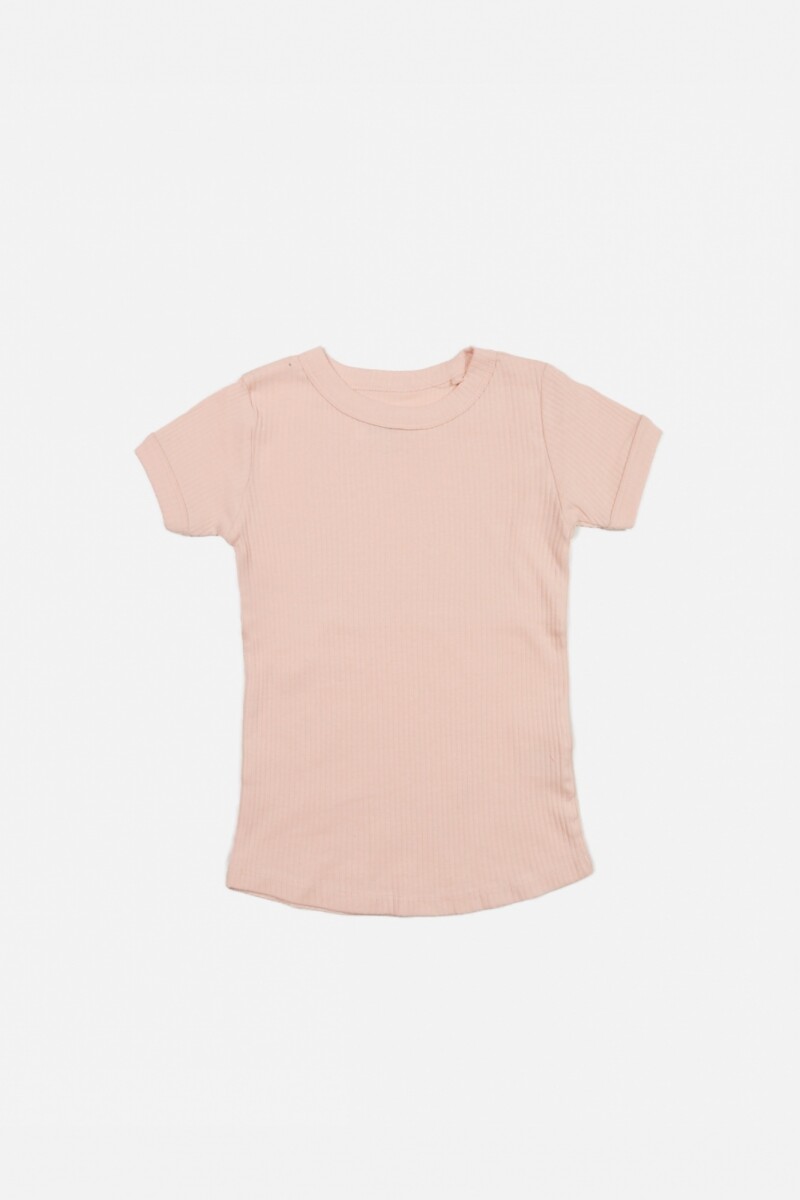 T-shirt básica en rib - Beige 