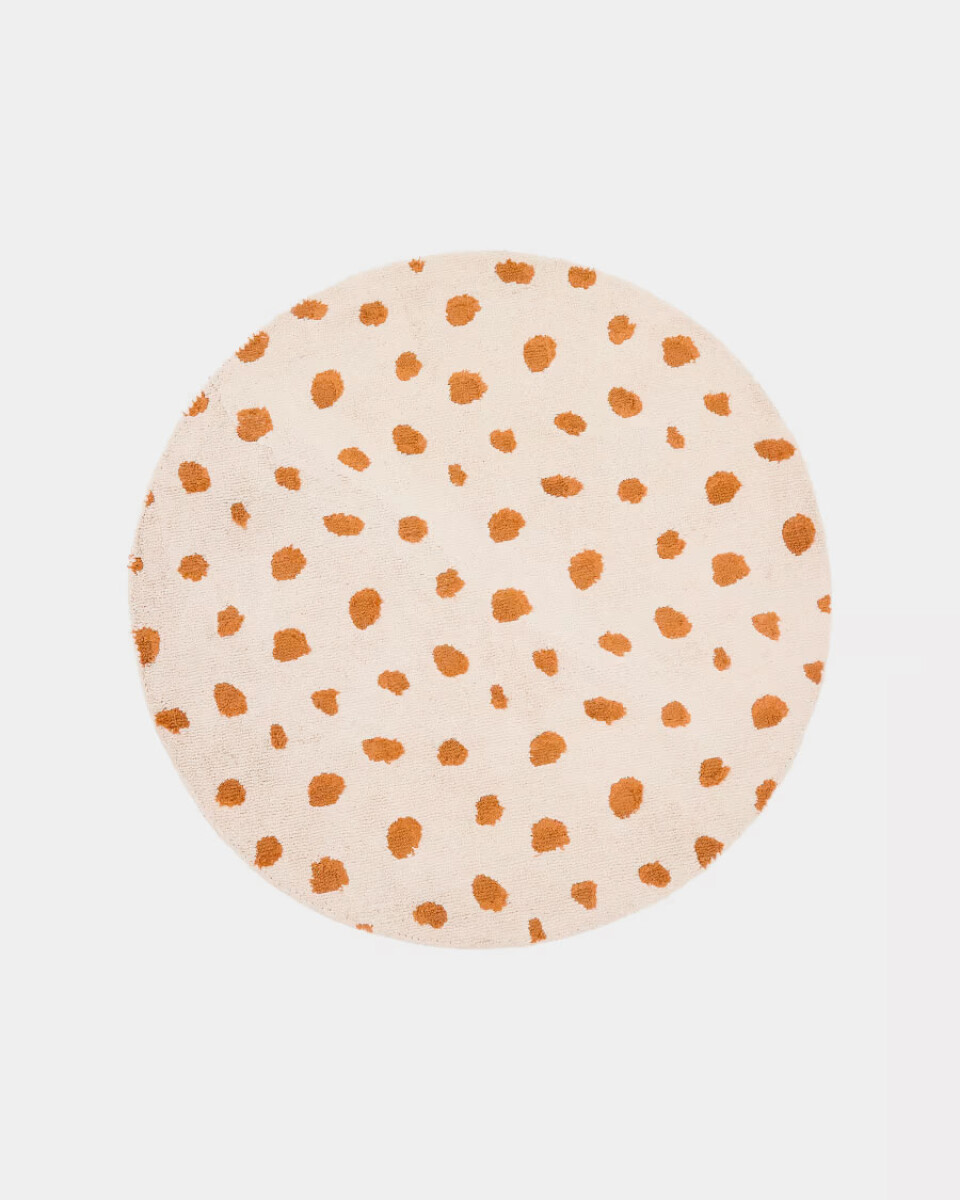Alfombra redonda Tandani de algodón beige - con diseño de guepardo naranja Ø 100 cm 