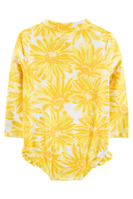 Malla de baño una pieza manga larga con protección UPF 50+ diseño girasoles Sin color