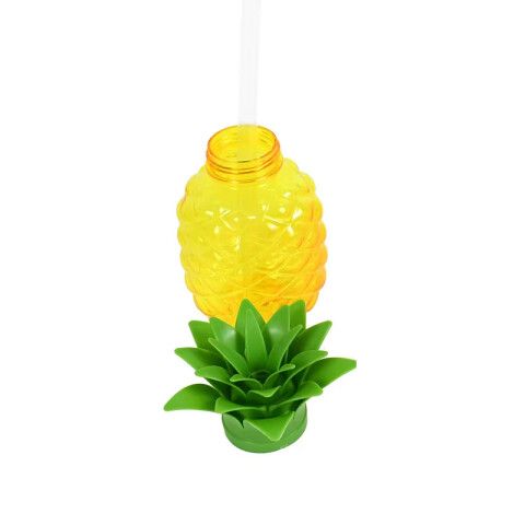 Vaso con tapa y sorbito forma de piña 500ml Vaso Con Tapa Y Sorbito Forma De Piña 500ml