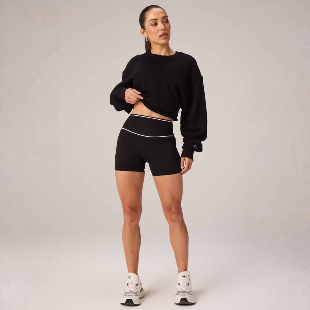 Polera Heavy Terry Cropped Pullover Mujer Black