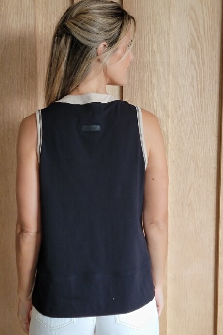 Musculosa Croacia Beige - Negro
