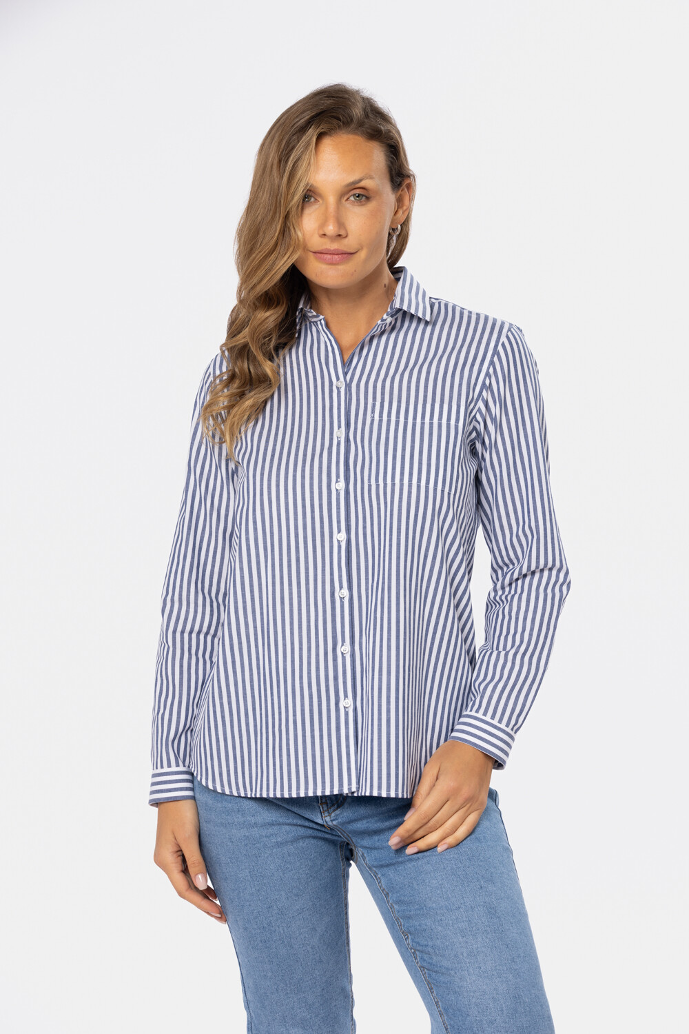 CAMISA HOLGADA RAYADA Azul