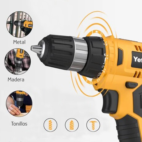 Taladro Inalámbrico Batería Maletín Accesorios Completo 24V Amarillo