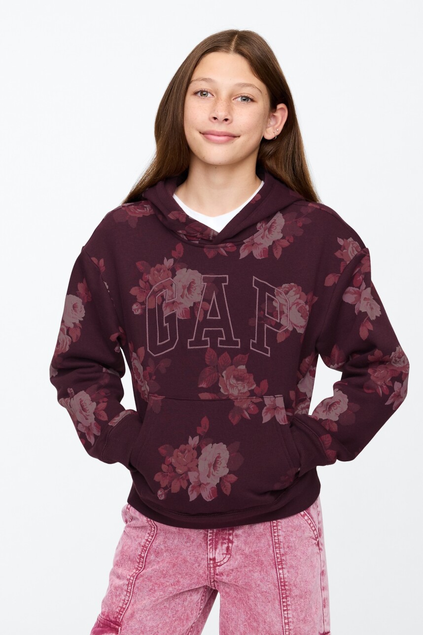 Canguro Logo Gap Con Felpa Niña Purple Floral