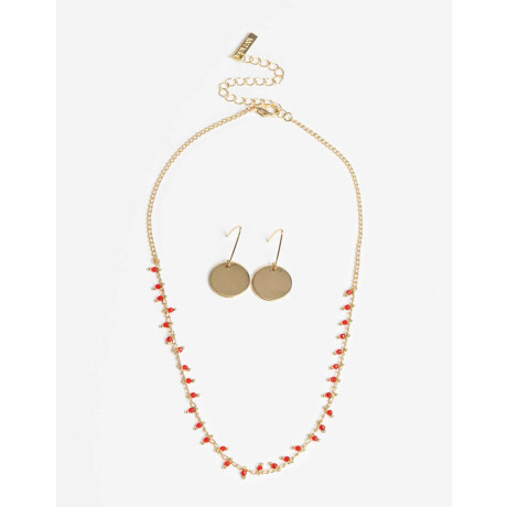 Set De Aros Chapones Y Collar Beads Dorado