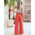 Pantalón Palazzo Elastizado Liso con Abertura Coral