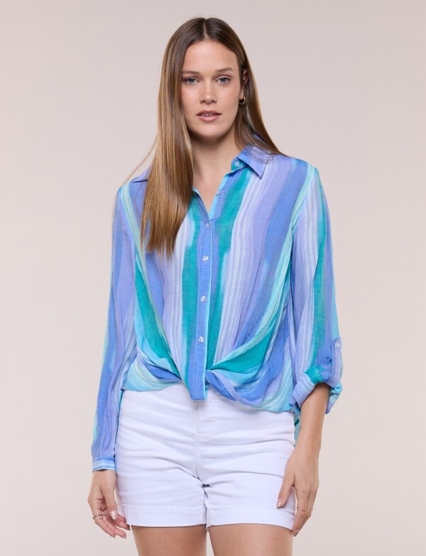 Camisa Botones Nudo CELESTE/MULTI
