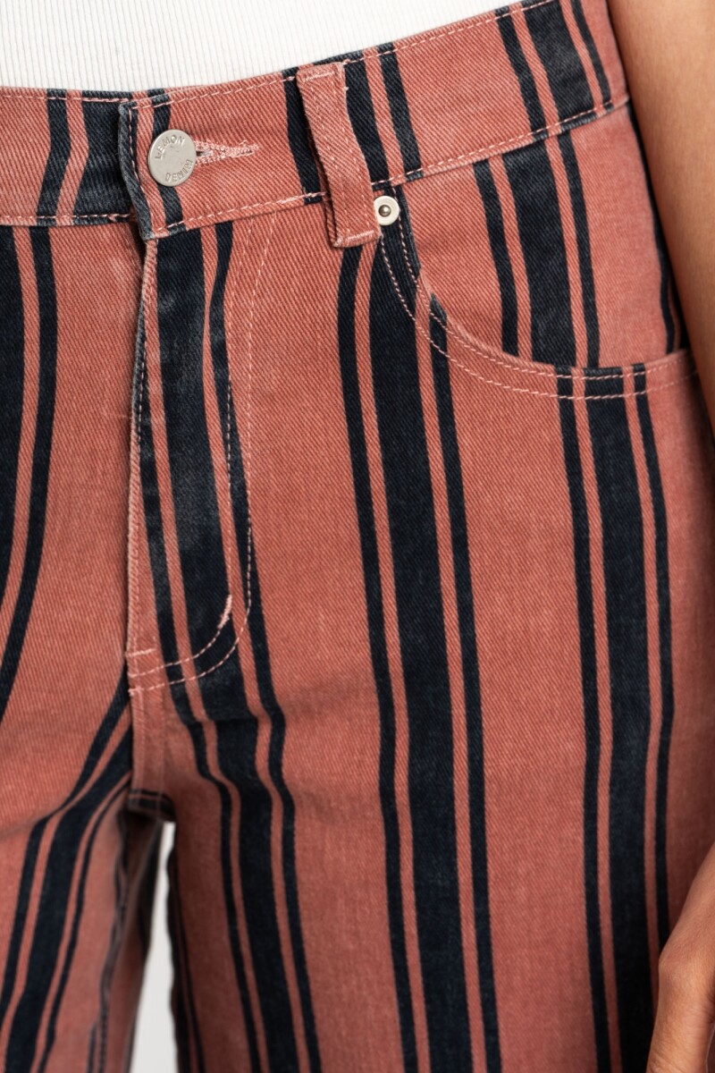 Jean Wide Leg Rayado Rosa