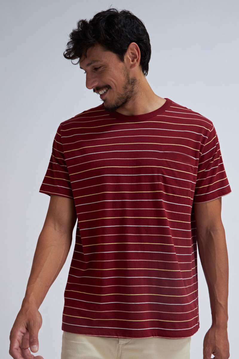 Camiseta manga corta Rayas Bordo