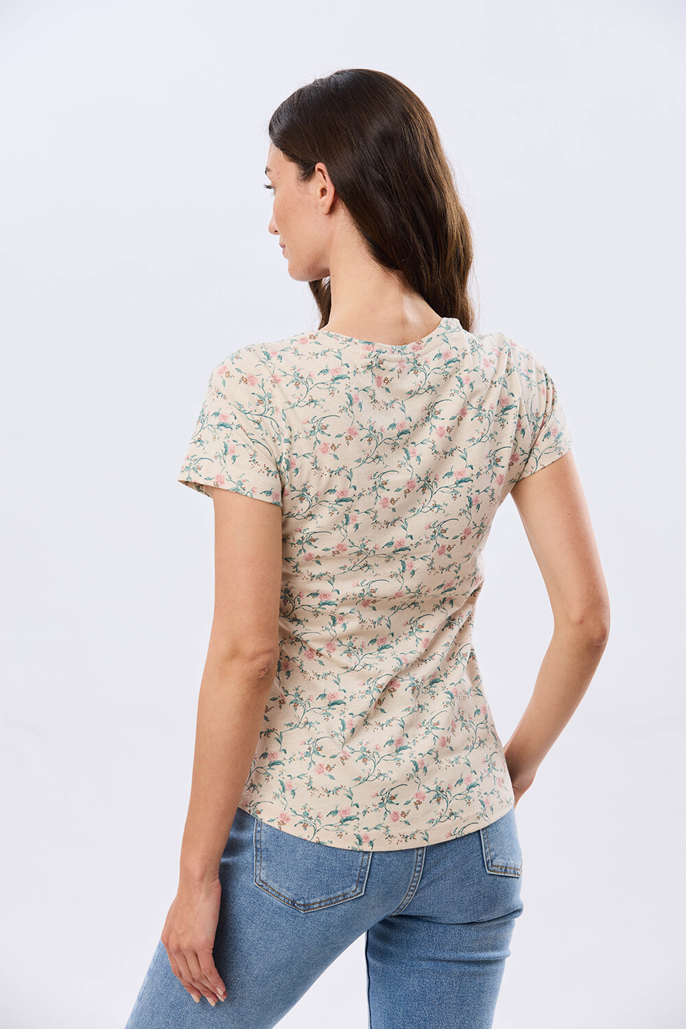 REMERA ESTAMPADA DE ALGODÓN Beige