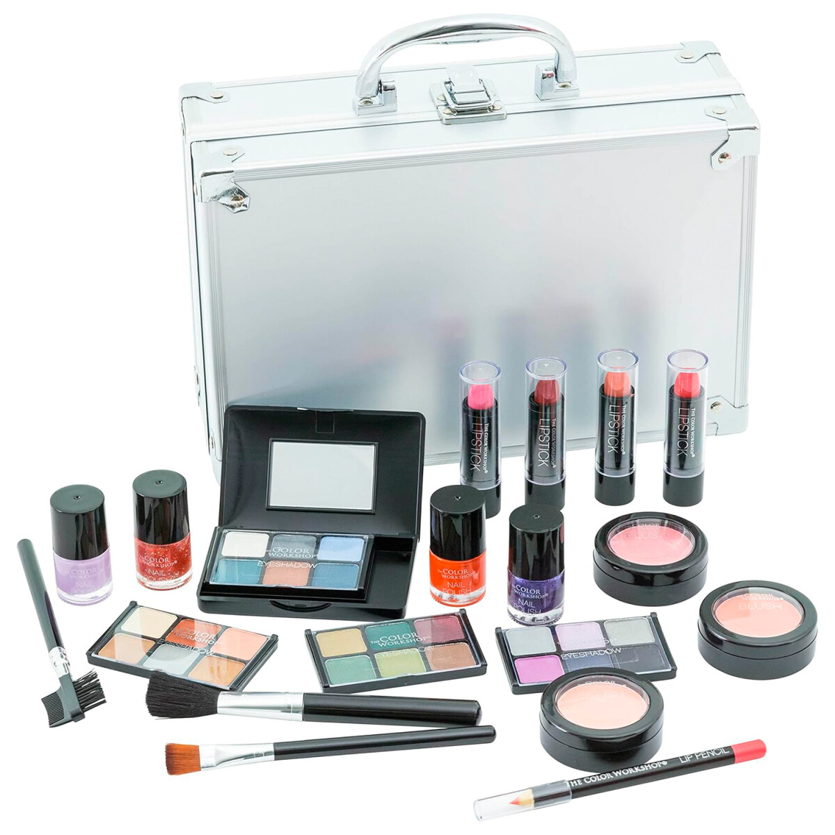 Maleta de maquillaje Bon Voyage Silver 43 piezas The Color Workshop 