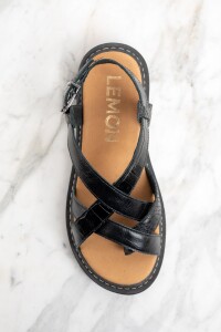 Sandalia Cuero Combinada Negro