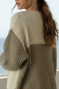 Cardigan Combinado Algodón Nácar