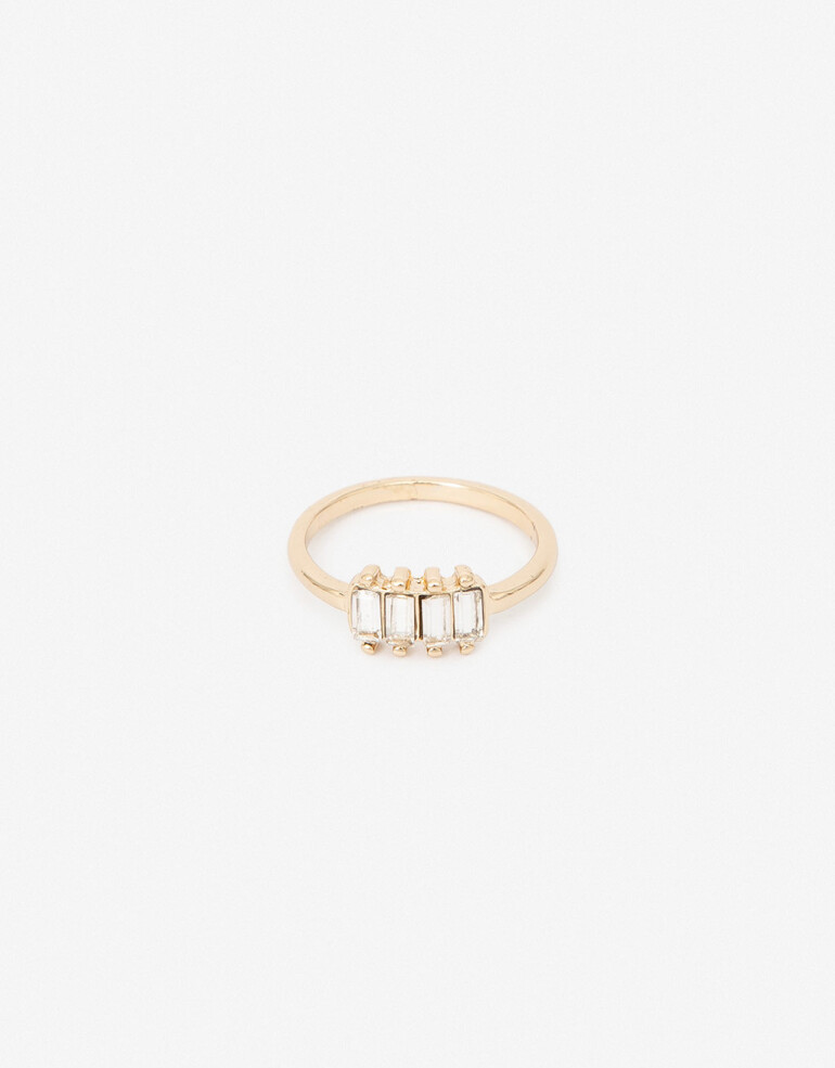Anillos Chicos Strass Anillo Con Dije Glass. - Dorado