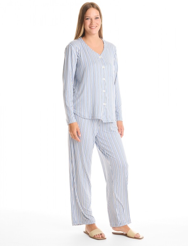 Pijama Con Pantalon MULTI/CELESTE