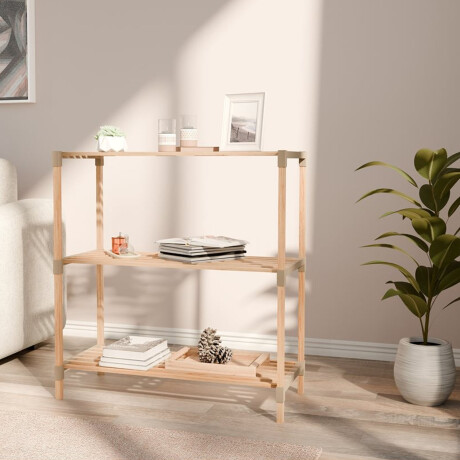 Estantería Organizadora Rack 3 Niveles 78x65x30Cm Madera PP Natural