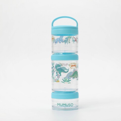 CAJA REDONDA APILABLE PARA REFRIGERIOS DE 3 NIVELES (DINOSAUR PARADISE/AZUL) CAJA REDONDA APILABLE PARA REFRIGERIOS DE 3 NIVELES (DINOSAUR PARADISE/AZUL)
