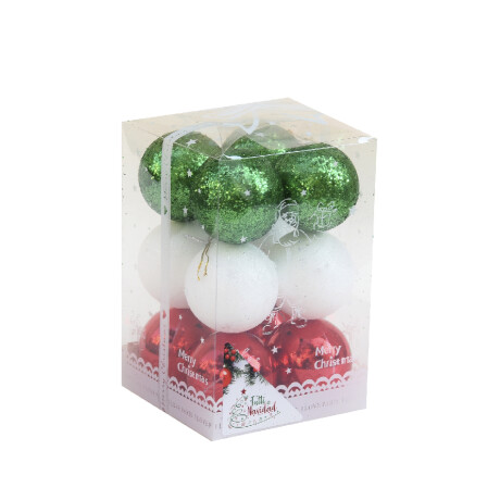 Esferas Con Glitter Verde Blanco Y Rojo X6 Unidades 6cm Unica