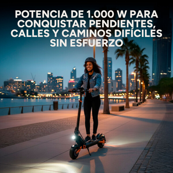 Scooter Monopatín Eléctrico Gogreen Punch Motor 1000w 60km/h Color Negro