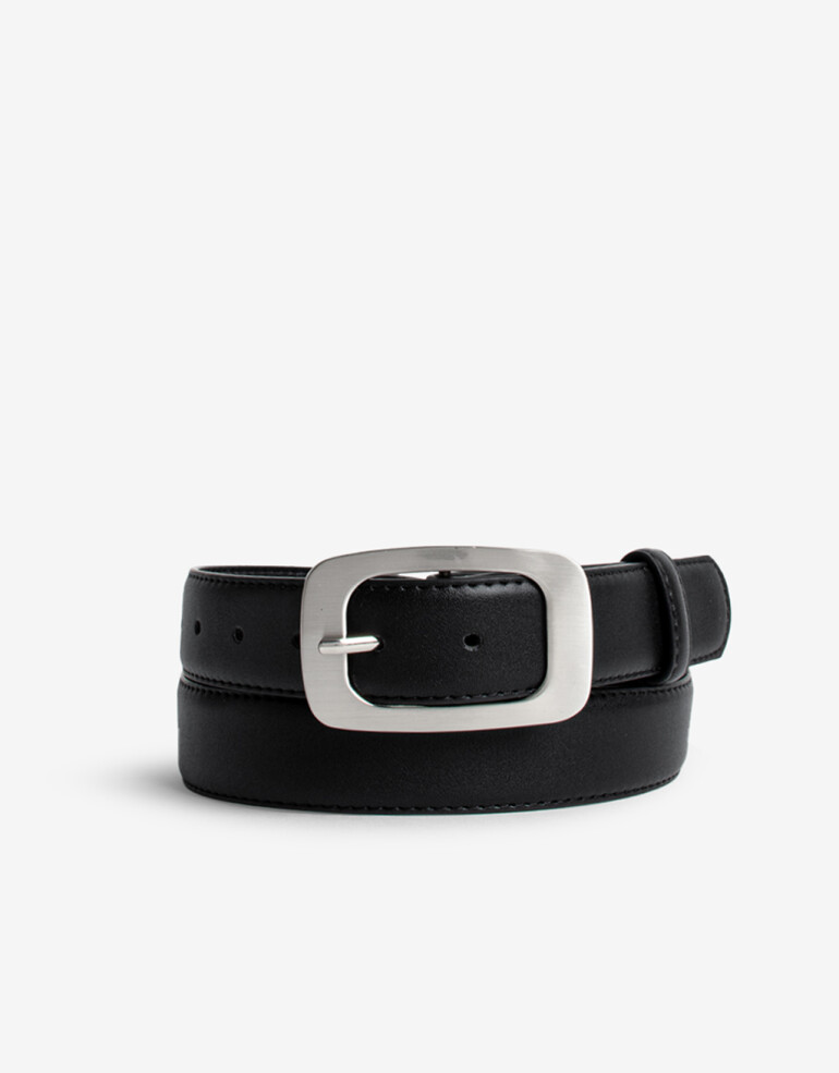 Cinturones y Fajas Cinturón Con Hebilla Rectangular - Negro