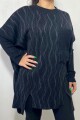 SWEATER OVER BOLSILLO FLECOS NEGRO