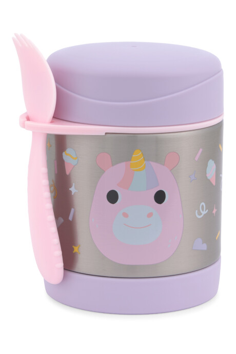 Tupper de acero inoxidable con cubierto, diseño unicornio Sin color