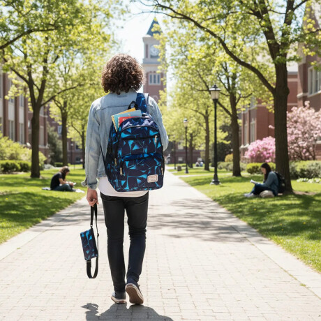 Set Mochila Bolso Monedero Alumno 3 Piezas Unisex Resistente Cyan