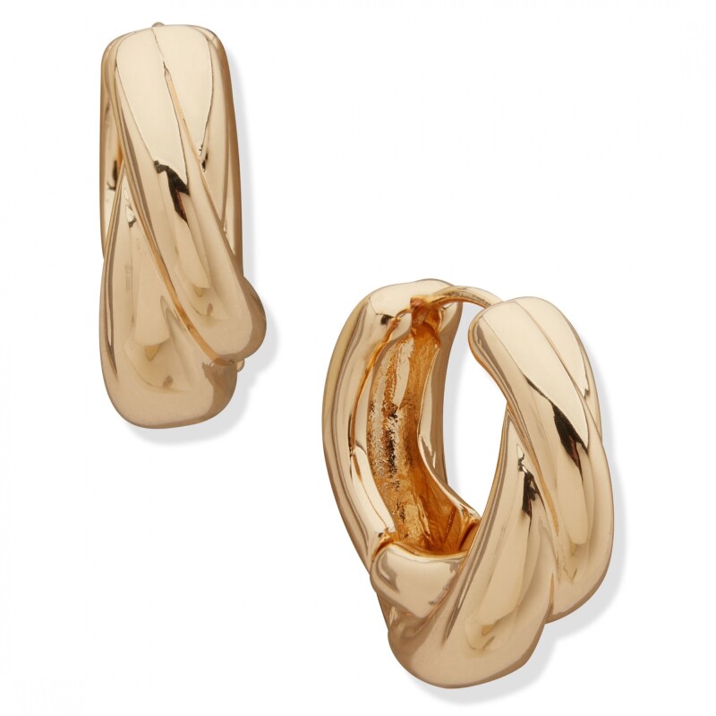 Pe 22Mm Twisted Huggie Gold