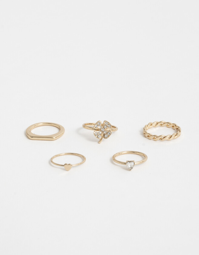 Sets Anillos Strass Crystal Sets De Anillos Con Strass Crystal - Dorado