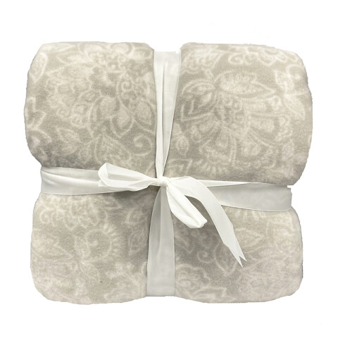 Frazada Corderito 1 Plaza Home Class FLORES BEIGE