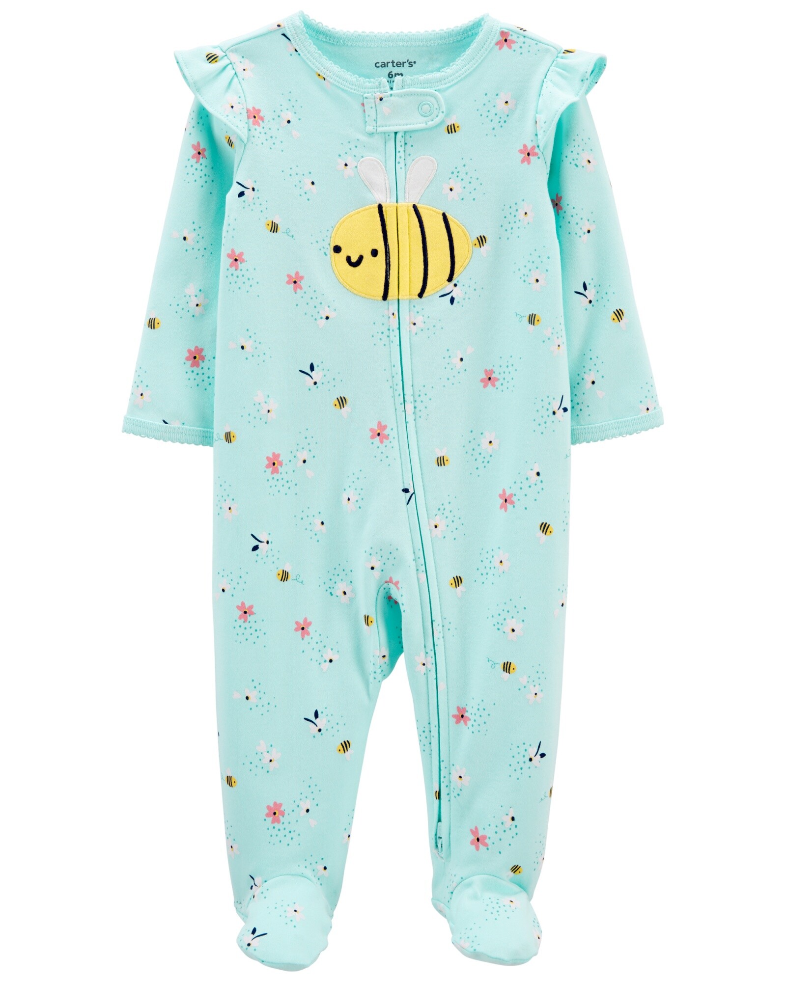 Pijama de algodón con pies estampa abeja Sin color