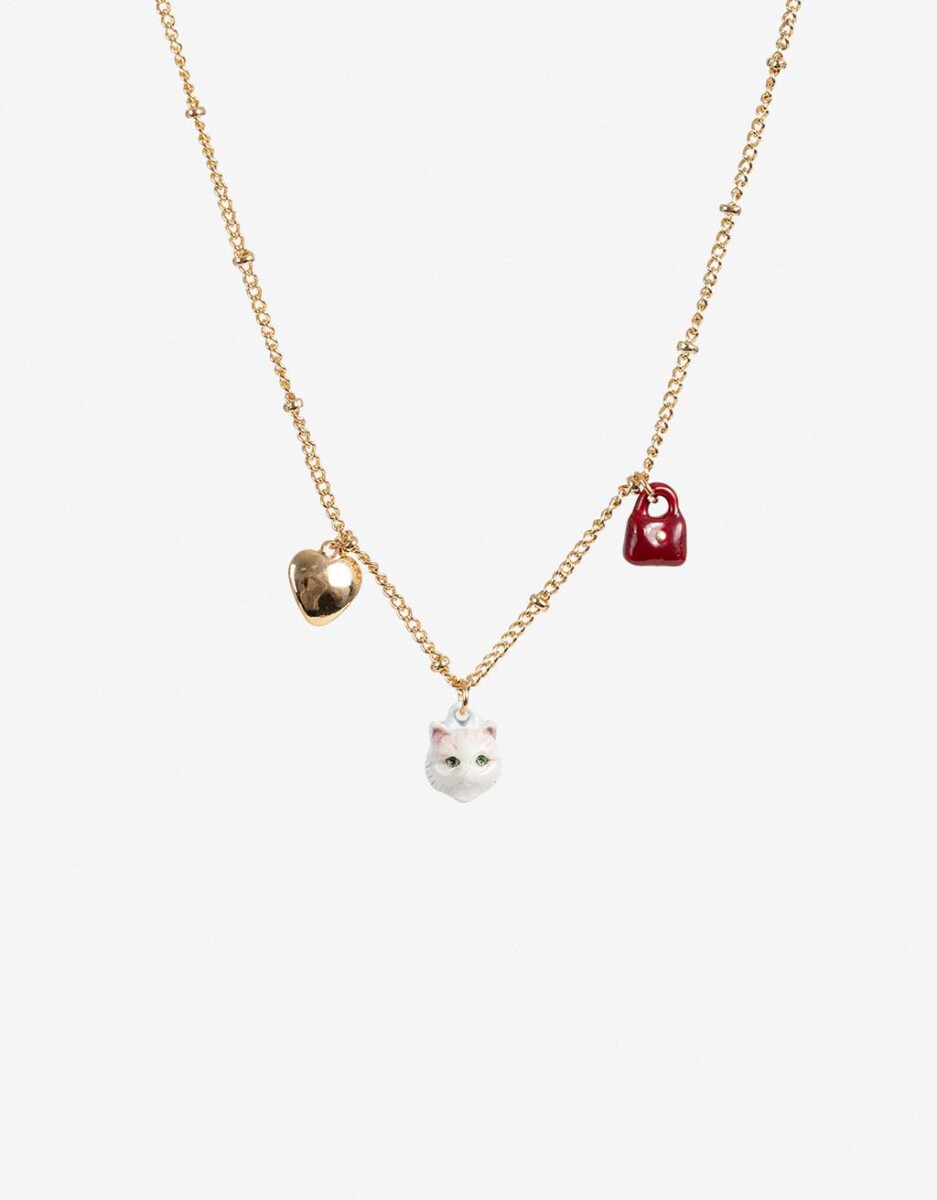 Collar Multicharm Bañado En Oro 