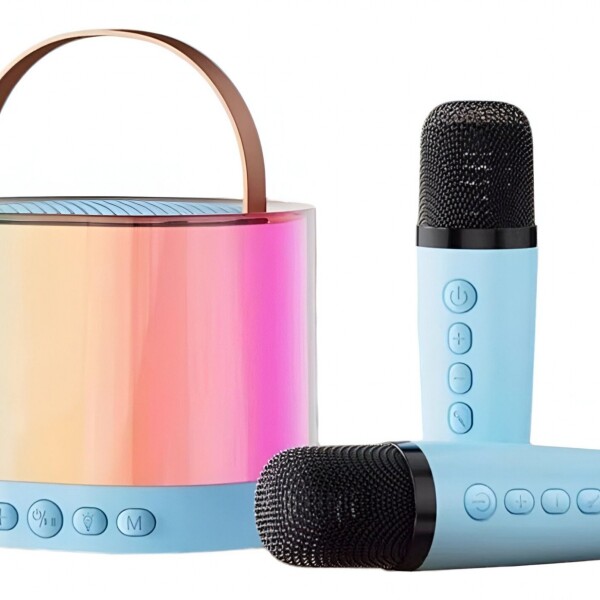 Parlante Set Karaoke Portátil X2 Micrófonos Bluetooth Led Ax Variante Color Azul