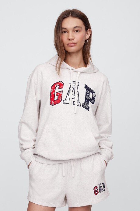Buzo Canguro Logo Gap Sin Felpa Mujer Pale Grey Heather Bc01