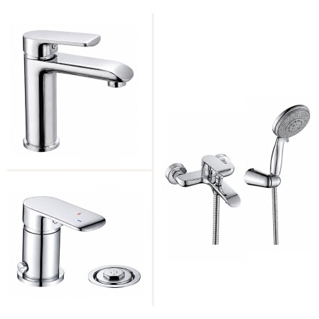 Juego Grifería Lavatorio Bajo Ducha Exterior Y Bidet CROMO