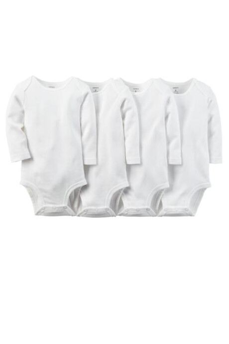 Pack cuatro bodies de algodón, manga larga, blancos Sin color