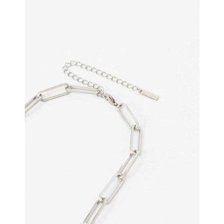 Collar Corto Eslabones De Acero Plateado