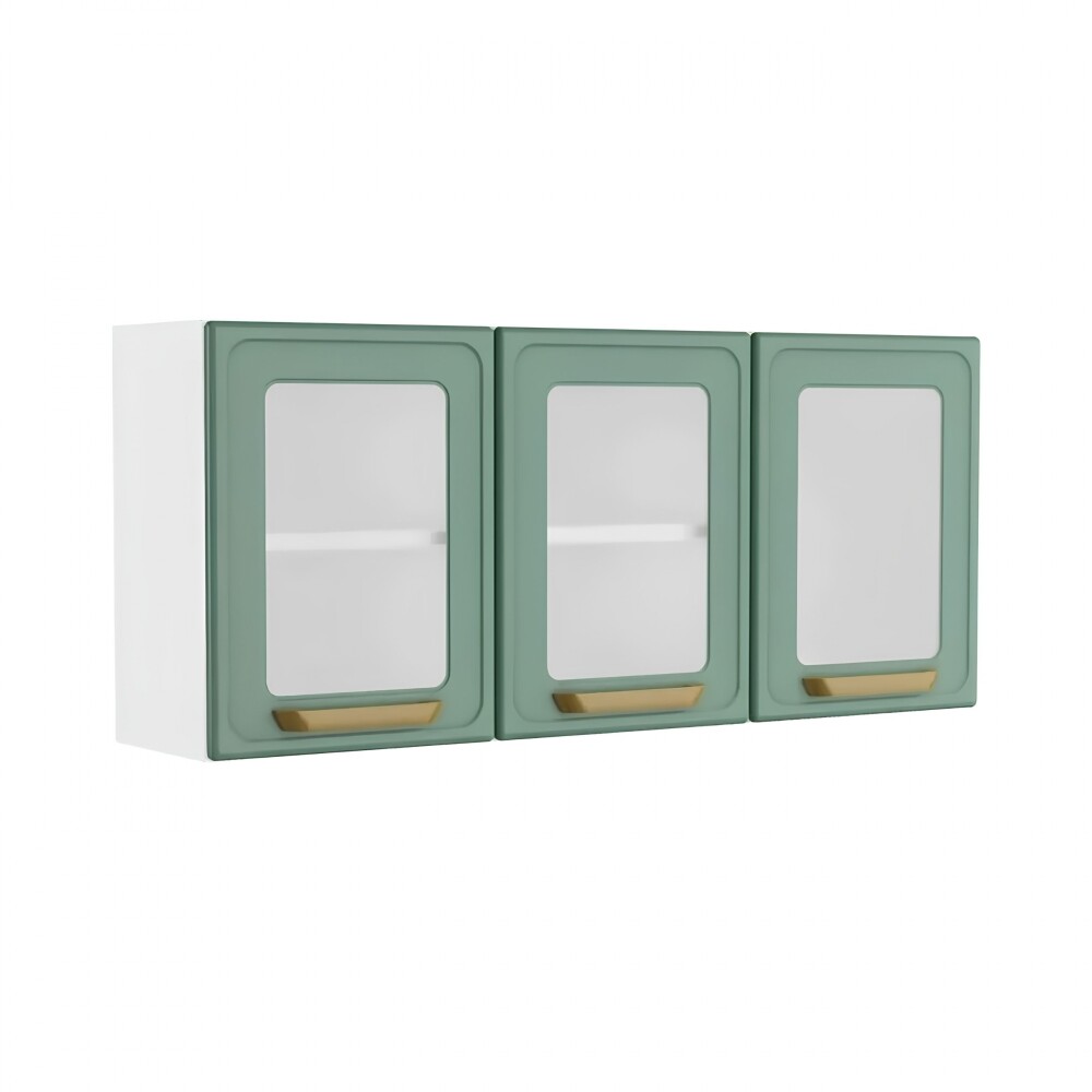 Aéreo 3 Puertas Vidrio Bella - Steel Verde